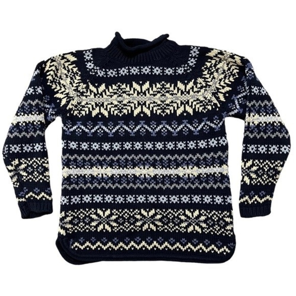 Eddie Bauer Sweater Women Blue Nordic Fair Isle - XS